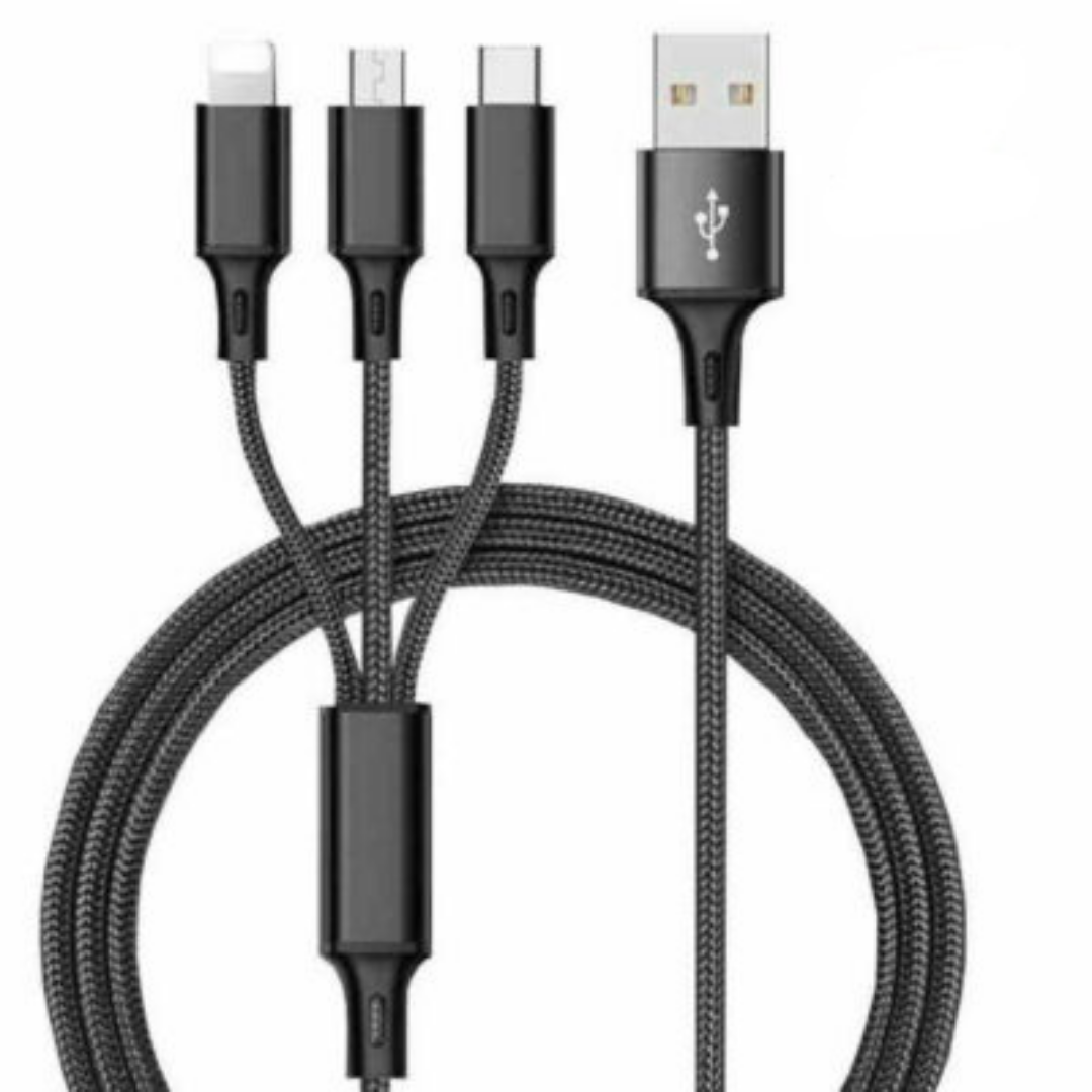 Universal Fast Charging USB Cable 3 in 1 Multi Function for Apple iPhone , Type C and Micro