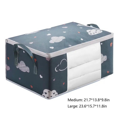 Clothes Storage Bag With Reinforced Handle, Foldable & Sturdy Zipper for Cloths, Blankets & Bedding