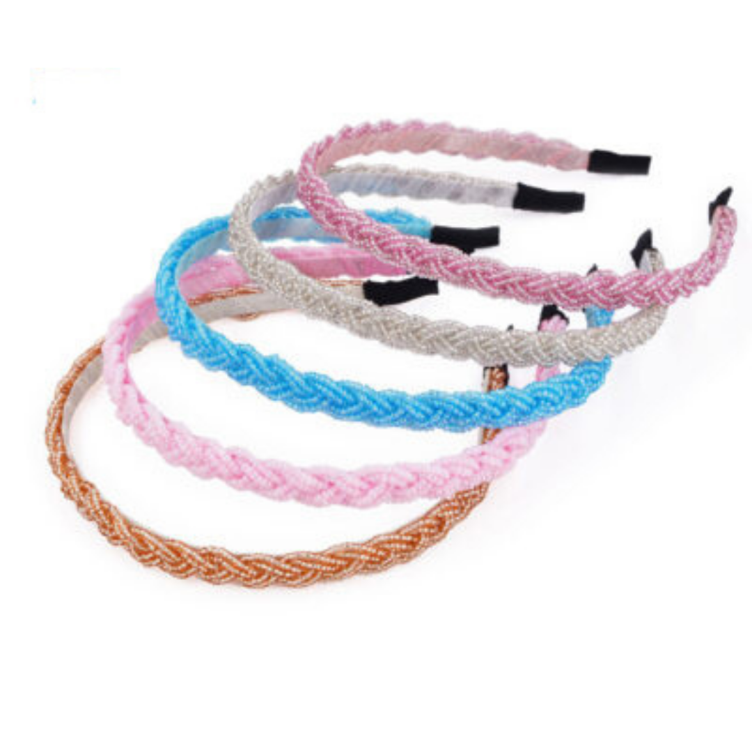 N1 Hairband Elegant Braids Design Women's Beaded Hair Hoop Headband, Bride Head Band, Hair Accessories