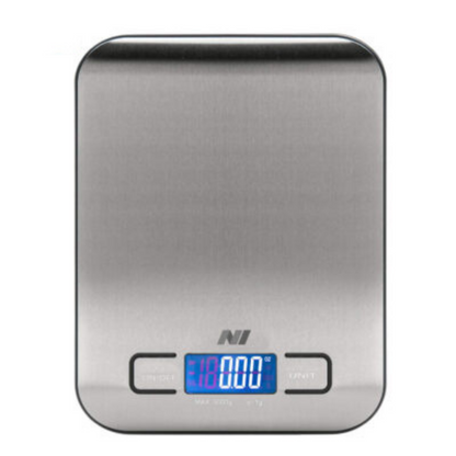 N1- Digital Kitchen Food Scale Multifunction High Accuracy 11 lb 5 kg,LCD Display, Stainless Steel Silver