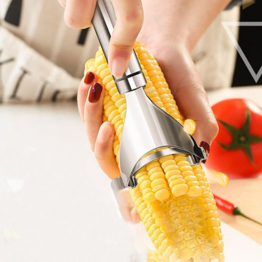 Stainless Steel Corn Slicer Peeler Thresher Cob Cutter Kernel Remover Kitchen Tool