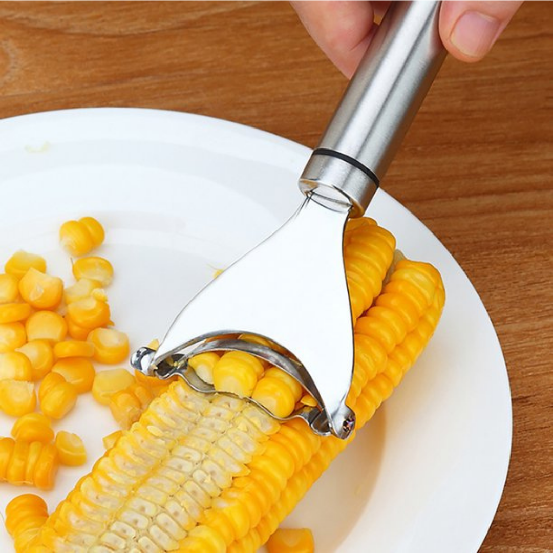 Stainless Steel Corn Slicer Peeler Thresher Cob Cutter Kernel Remover Kitchen Tool