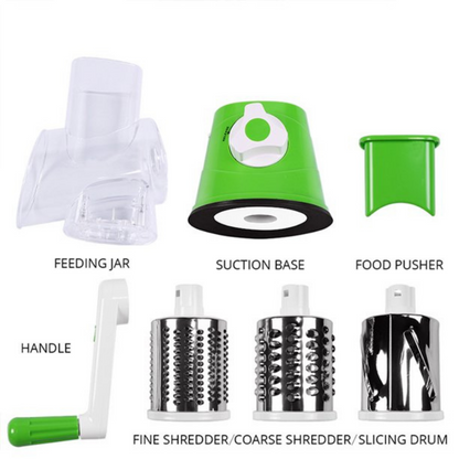 Rotary Cheese Grater, 3 Interchangeable Blades, Powerful Suction, Dishwasher Safe, Mandolines & Slicers