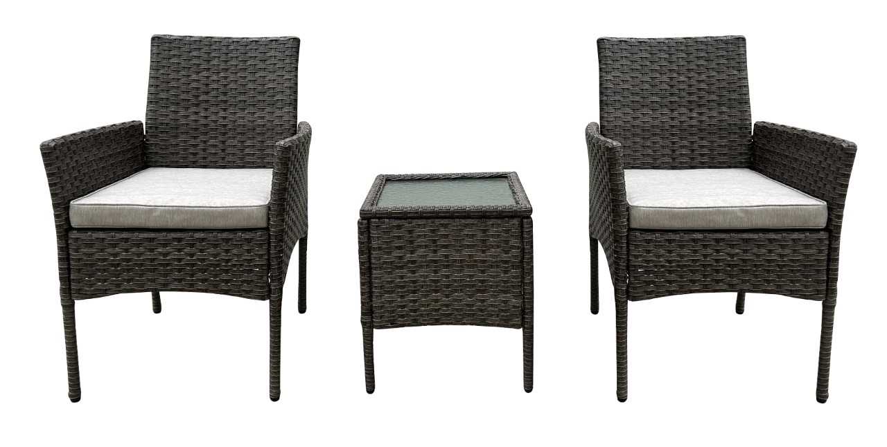 Prestige Patio Bistro Set 3-Piece Outdoor Conversation Set, Gray Wicker