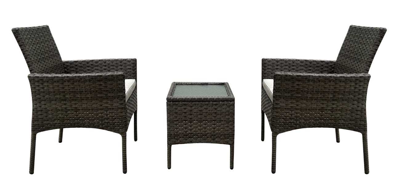 Prestige Patio Bistro Set 3-Piece Outdoor Conversation Set, Gray Wicker