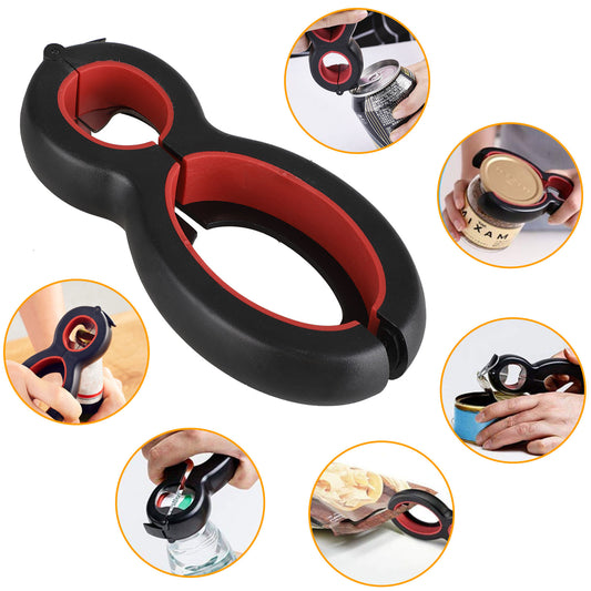 6 in 1 Multi Opener Jar Bottle Can Opener for Weak Hands, Non-Slip, Easy Grip for Seniors and Arthritic Hands