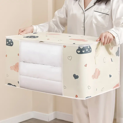 Clothes Storage Bag With Reinforced Handle, Foldable & Sturdy Zipper for Cloths, Blankets & Bedding