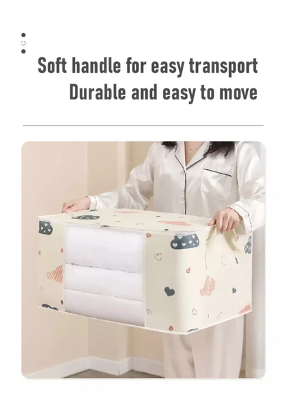 Clothes Storage Bag With Reinforced Handle, Foldable & Sturdy Zipper for Cloths, Blankets & Bedding