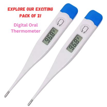 2-Pcs Digital Oral LCD Fever Thermometer For Adult, Baby, Kids