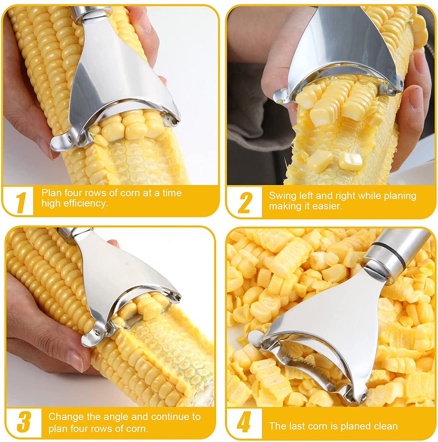 Stainless Steel Corn Slicer Peeler Thresher Cob Cutter Kernel Remover Kitchen Tool