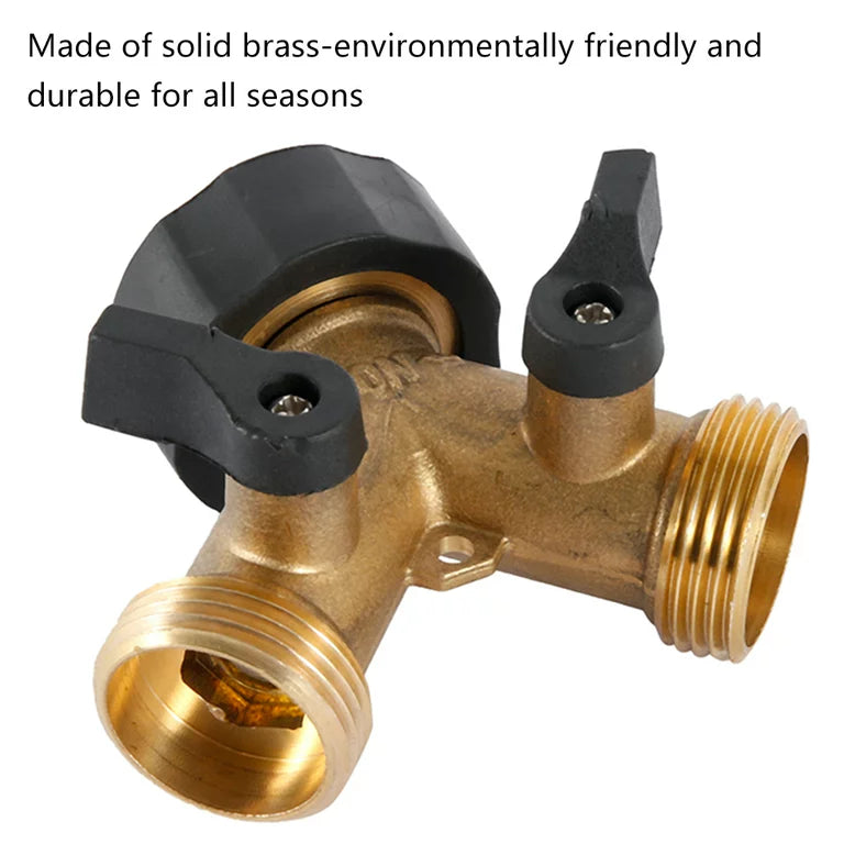 Double Tap Connector, Splitter Faucet Faucet Y 2 Way Garden Hose for 3/4 "Supply Hoses, Double Brass Outdoor Garden Faucet