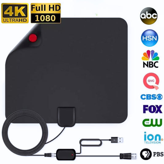 HDTV Digital TV Antenna 4K 1080P, 300 Miles Range, HDTV Vhf Uhf, Watch Free Channels, Antenna + Amplifier