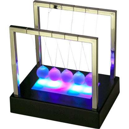 Newtons Cradle Fun Steel Balance Balls Physics Science Desk Toy LED Light