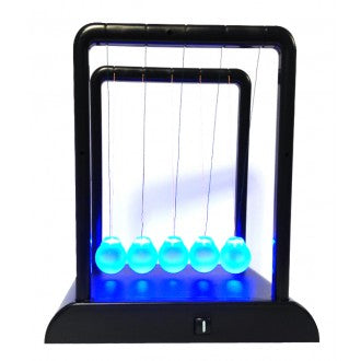 Newtons Cradle Fun Steel Balance Balls Physics Science Desk Toy LED Light