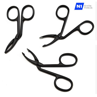 N1 Stainless Steel Elbow Eyebrow Pliers Clip Scissors Tweezers Slant Tip Straight Pointed, Salon Quality. Professional Eyebrow Plucking Makeup Beauty Tools