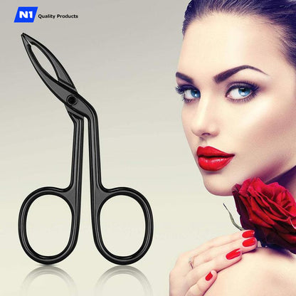 N1 Stainless Steel Elbow Eyebrow Pliers Clip Scissors Tweezers Slant Tip Straight Pointed, Salon Quality. Professional Eyebrow Plucking Makeup Beauty Tools