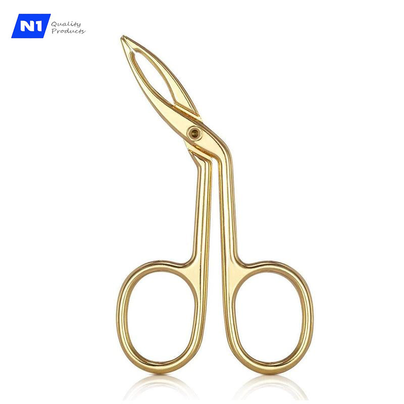 N1 Stainless Steel Elbow Eyebrow Pliers Clip Scissors Tweezers Slant Tip Straight Pointed, Salon Quality. Professional Eyebrow Plucking Makeup Beauty Tools