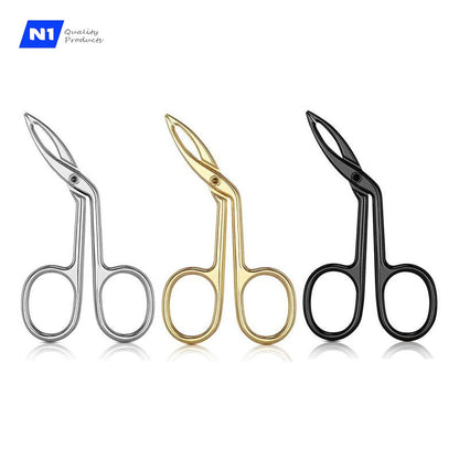 N1 Stainless Steel Elbow Eyebrow Pliers Clip Scissors Tweezers Slant Tip Straight Pointed, Salon Quality. Professional Eyebrow Plucking Makeup Beauty Tools