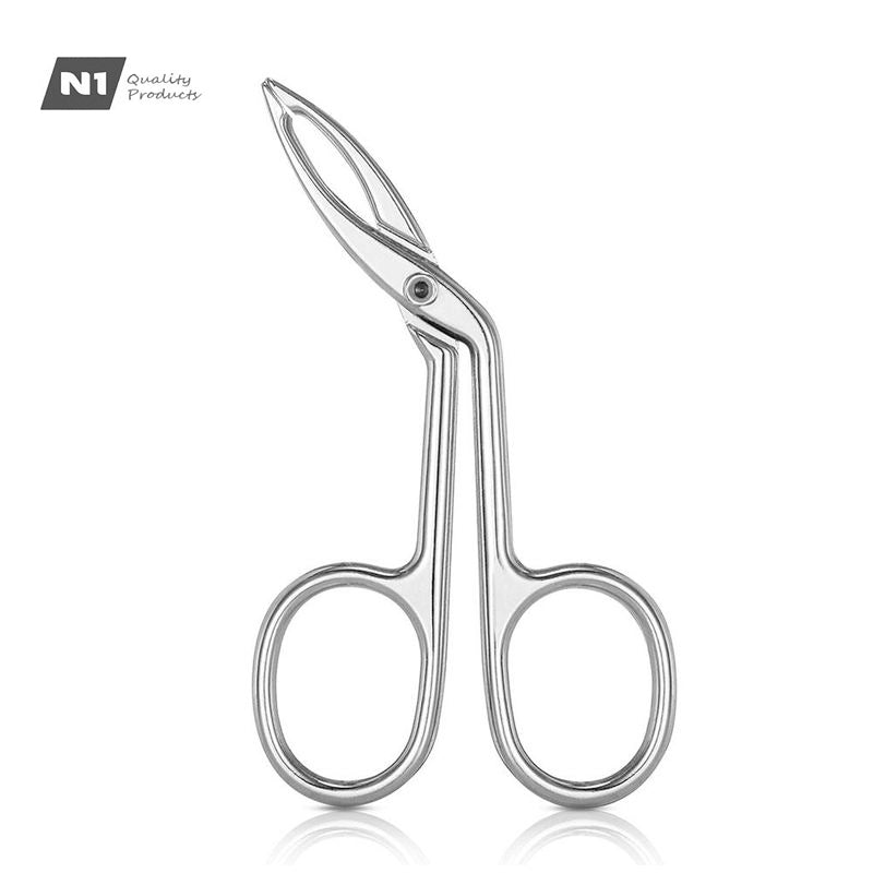 N1 Stainless Steel Elbow Eyebrow Pliers Clip Scissors Tweezers Slant Tip Straight Pointed, Salon Quality. Professional Eyebrow Plucking Makeup Beauty Tools