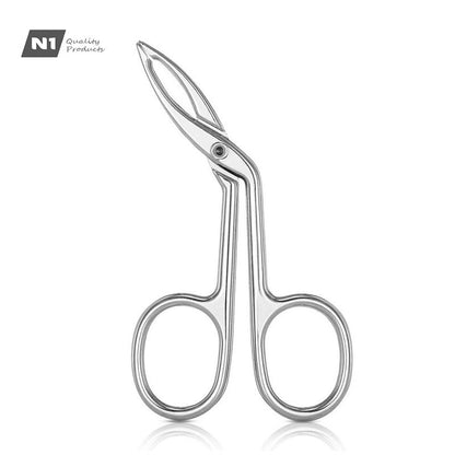 N1 Stainless Steel Elbow Eyebrow Pliers Clip Scissors Tweezers Slant Tip Straight Pointed, Salon Quality. Professional Eyebrow Plucking Makeup Beauty Tools