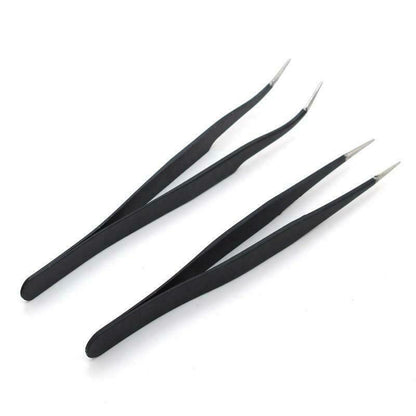 Tweezers for Eyelash Extensions, Straight and Curved Tip Tweezers Nippers Set of 2, 4, 6