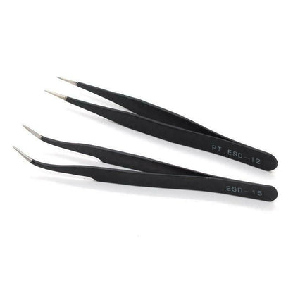 Tweezers for Eyelash Extensions, Straight and Curved Tip Tweezers Nippers Set of 2, 4, 6