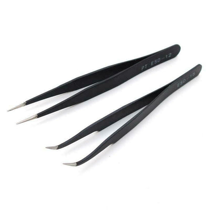 Tweezers for Eyelash Extensions, Straight and Curved Tip Tweezers Nippers Set of 2, 4, 6