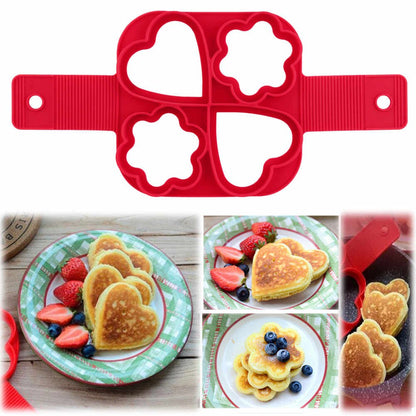 N1- Pancake Maker Non Stick Perfect Silicone for making Pancake, Eggs, Omelet  - 4 Large Holes Mold Easy Kitchen Tool