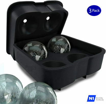 Silicone 3D Ball ICE Cube Tray Maker Round Ball Sphere Mold Whiskey Cocktails