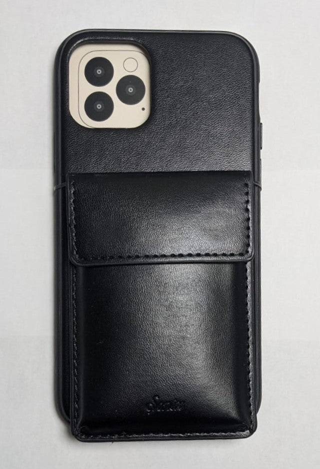 Tres Case Crossbody iPhone 11 Pro Leather Wallet Case- Black