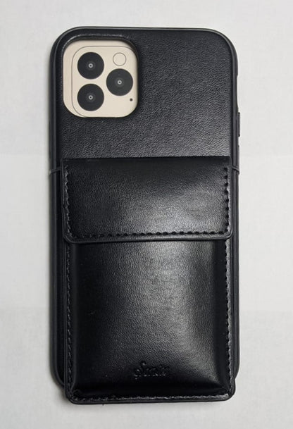 Tres Case Crossbody iPhone 11 Pro Leather Wallet Case- Black